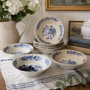 Royal Wessex Swinnerton Indian Tree Ironstone Bowls Blue White England 6.5" (7)